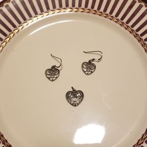 Sterling silver set heart